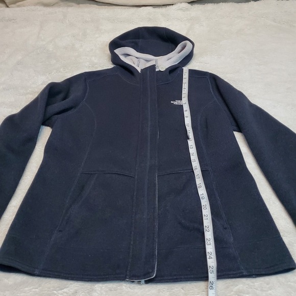 The North Face Gray Knit Cozy Casual Fleece Lined Full Zip Hoodie Jacket Large - Picture 6 of 9